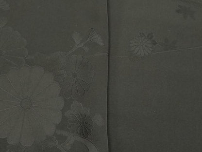 平和屋着物▼羽織・コート 反物 羽尺 草花地紋 黒地 逸品 未使用 DABE3332we