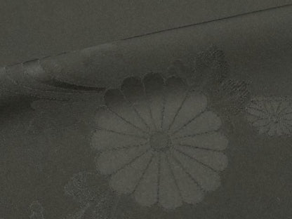 平和屋着物▼羽織・コート 反物 羽尺 草花地紋 黒地 逸品 未使用 DABE3332we