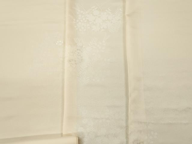 平和屋着物▼付下げ　反物　着尺　色付前　刺繍　草花文　暈し染め　逸品　未使用　DABE3260we