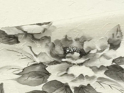 平和屋着物▼名古屋帯　帯反物　あみ織紬　髭紬　作家物　手描き　民芸手織　草花文　逸品　未使用　DABE3367we