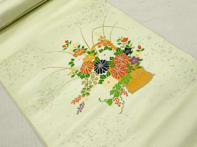平和屋着物▼西陣 名古屋帯 帯反物 唐織 飾花文 金糸 証紙付き 逸品 未使用 DABE3443we