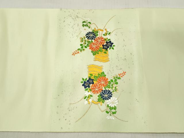 平和屋着物▼西陣 名古屋帯 帯反物 唐織 飾花文 金糸 証紙付き 逸品 未使用 DABE3443we