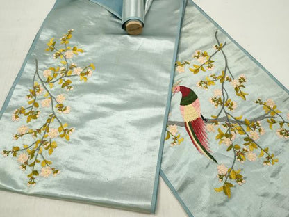平和屋着物●アンティーク　大正ロマン　名古屋帯　帯反物　総手刺繍　花鳥文　枝桜　逸品　未使用　DABE3448we