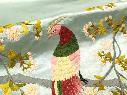 平和屋着物●アンティーク　大正ロマン　名古屋帯　帯反物　総手刺繍　花鳥文　枝桜　逸品　未使用　DABE3448we