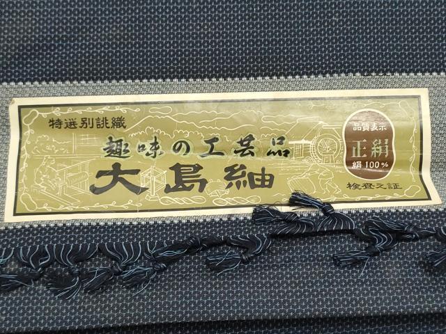 平和屋着物▼男性　大島紬　反物　着尺　アンサンブル　100亀甲　総詰め　証紙付き　逸品　未使用　DABE3459we