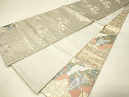 平和屋着物◎六通柄袋帯 唐織 優都里 道長飛鶴文 金糸 正絹 逸品 DABE3533qp