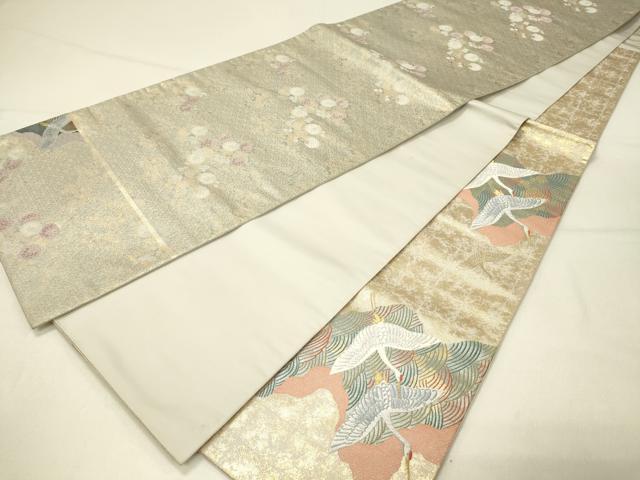 平和屋着物◎六通柄袋帯 唐織 優都里 道長飛鶴文 金糸 正絹 逸品 DABE3533qp