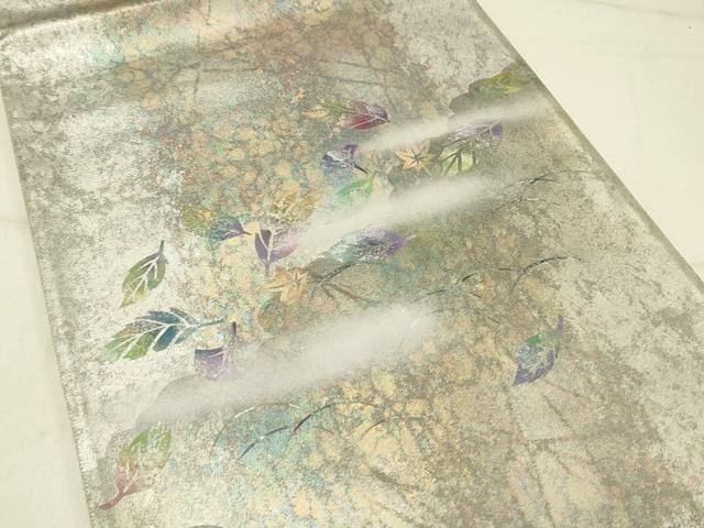 平和屋着物◎太鼓柄袋帯 舞葉文 金糸 引箔 正絹 逸品 DABE3543qp