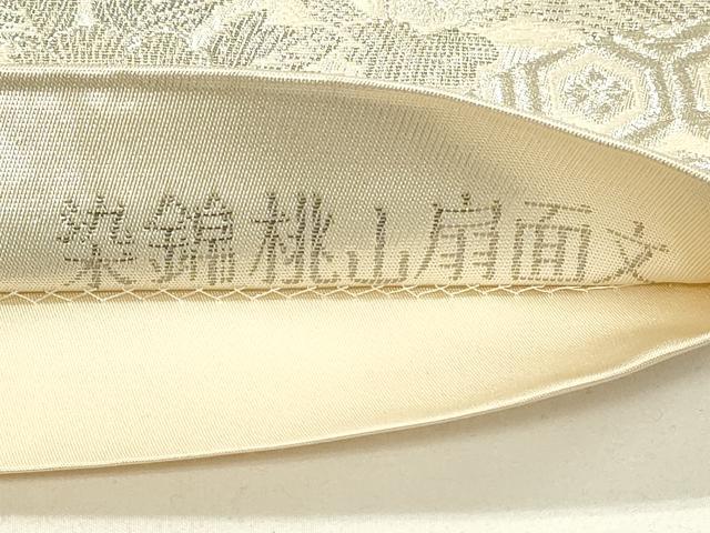 平和屋着物◎六通柄袋帯　唐織　染錦桃山扇面文　プラチナ箔　正絹　逸品　DABE3559qp