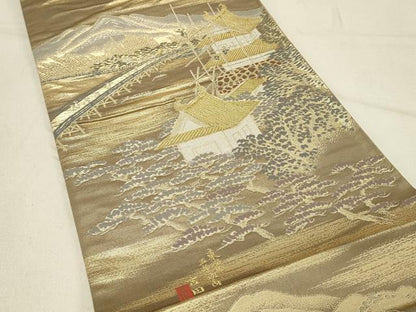 平和屋着物◎西陣　六通柄袋帯　東海道　廣重　金銀糸　証紙付き　正絹　逸品　DABE3563qp