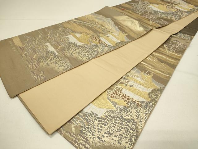 平和屋着物◎西陣　六通柄袋帯　東海道　廣重　金銀糸　証紙付き　正絹　逸品　DABE3563qp
