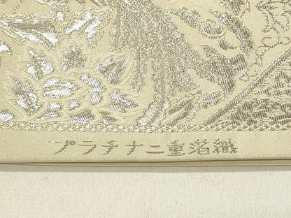 平和屋着物◎六通柄袋帯　蜀江花鳥文　プラチナ二重箔織　正絹　逸品　DABE3585qp
