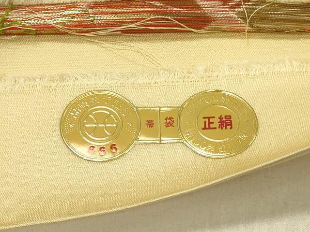 平和屋着物◎西陣 六通柄袋帯 石畳文 金糸 証紙付き 正絹 逸品 DABE3668qp