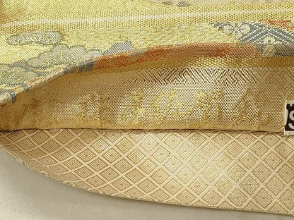 平和屋着物◎宝珠本佐賀錦　六通柄袋帯　花鳥吉祥文　九百錦　金糸　正絹　逸品　DABE3699qp