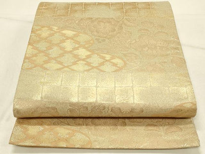平和屋着物◎六通柄袋帯　エ霞吉祥文　金糸　正絹　逸品　DABE3710qp
