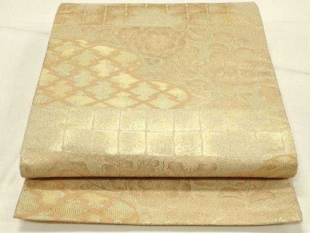 平和屋着物◎六通柄袋帯　エ霞吉祥文　金糸　正絹　逸品　DABE3710qp