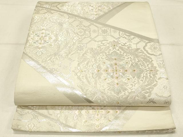 平和屋着物◎六通柄袋帯　唐織　正倉院花鳥文　金銀糸　正絹　逸品　DABE3742qp
