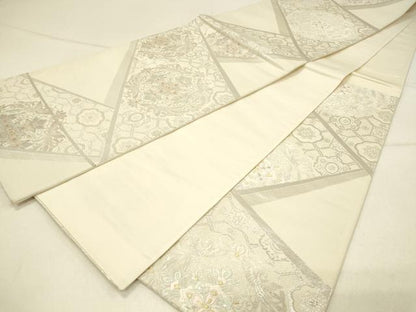 平和屋着物◎六通柄袋帯　唐織　正倉院花鳥文　金銀糸　正絹　逸品　DABE3742qp