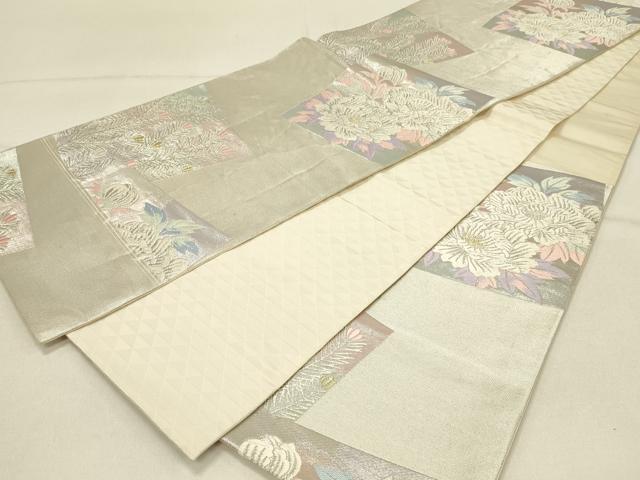 平和屋着物◎六通柄袋帯 唐織 色紙花文 金銀糸 正絹 逸品
