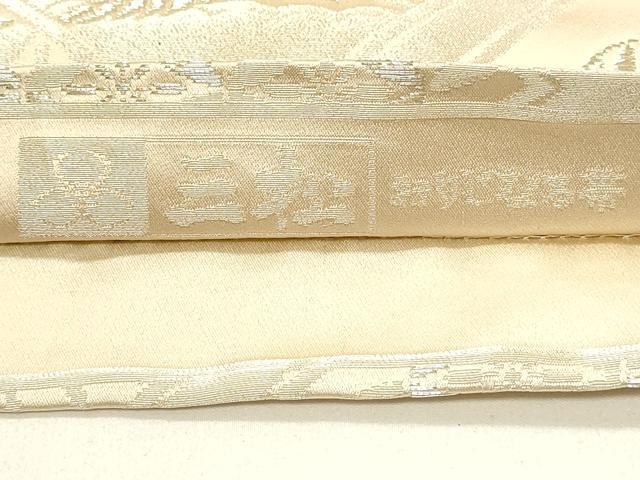 平和屋着物◎両面　全通柄袋帯　源氏物語　桧垣飛鶴花文　銀糸　正絹　逸品　DABE3822qp