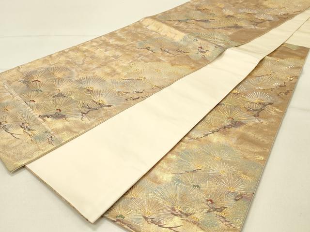 平和屋着物◎六通柄袋帯 瑞松涛声 金銀糸 正絹 逸品 DABE3839qp