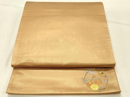 平和屋着物◎六通柄袋帯 霞文 ワンポイント 金銀彩 正絹 逸品 DABE3841qp