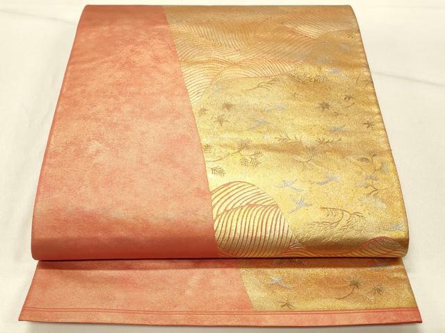 平和屋着物●太鼓柄袋帯　すくい織　花鳥文　正絹　逸品　DABB7265op 平和屋着物○太鼓柄袋帯 すくい織 花鳥文 正絹 逸品 DABB7265opの通販