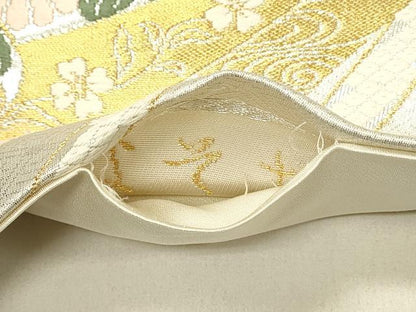 平和屋着物◎六通柄袋帯　唐織　鳳凰花蝶文　よそおい　金糸　正絹　逸品　DABE3860qp
