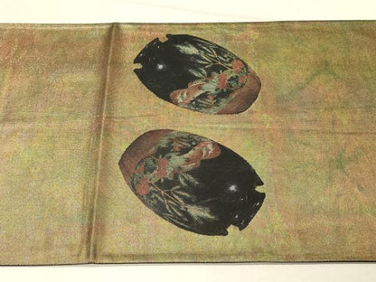 平和屋着物◎太鼓柄袋帯　陶器文　金糸　引箔　正絹　逸品　DABE3891qp