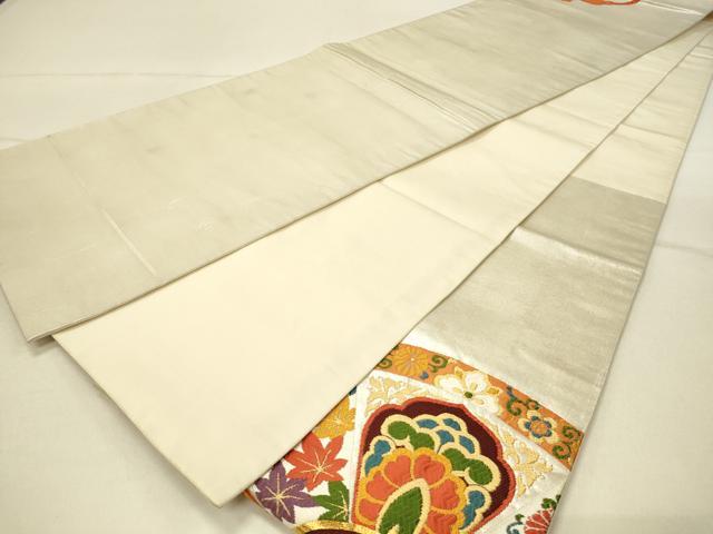 平和屋着物◎太鼓柄袋帯　唐織　駒刺繍　正倉院花文　金糸　正絹　逸品　DABE3894qp