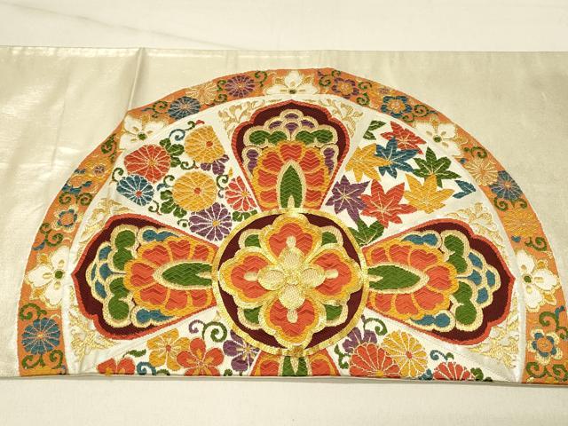 平和屋着物◎太鼓柄袋帯　唐織　駒刺繍　正倉院花文　金糸　正絹　逸品　DABE3894qp