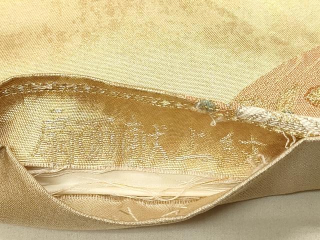 平和屋着物◎六通柄袋帯 扇面献上紋 手工芸引箔 正絹 逸品 DABE3902qp