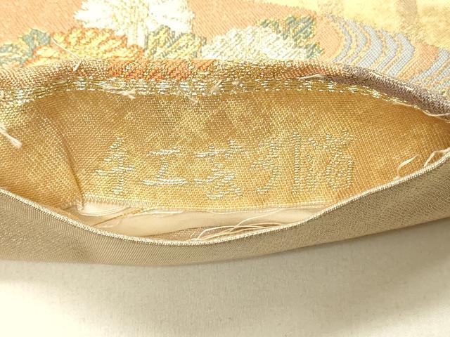 平和屋着物◎六通柄袋帯 扇面献上紋 手工芸引箔 正絹 逸品 DABE3902qp