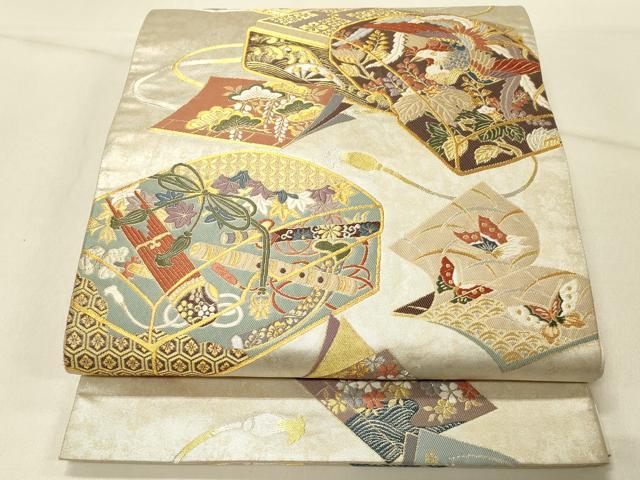 平和屋着物◎西陣 まいづる謹製 六通柄袋帯 唐織 吉祥手箔紋 金銀糸 正絹 逸品 DABE3948qp
