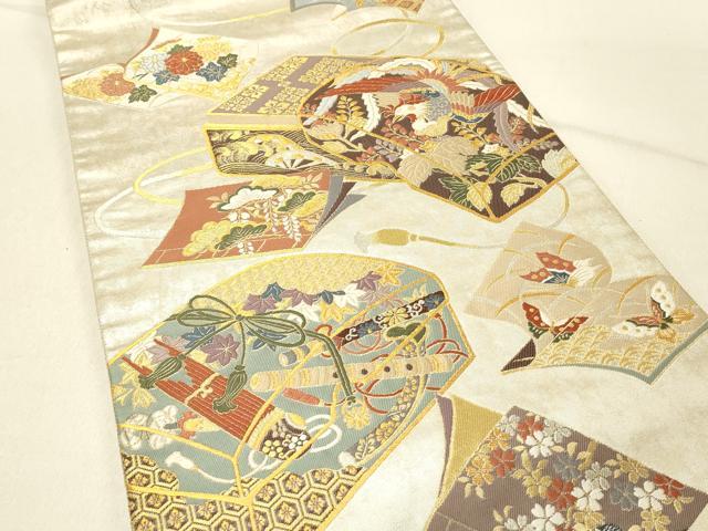 平和屋着物◎西陣 まいづる謹製 六通柄袋帯 唐織 吉祥手箔紋 金銀糸 正絹 逸品 DABE3948qp
