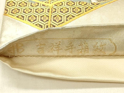 平和屋着物◎西陣 まいづる謹製 六通柄袋帯 唐織 吉祥手箔紋 金銀糸 正絹 逸品 DABE3948qp