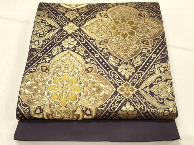 平和屋着物◎六通柄袋帯　花菱文　金糸　正絹　逸品　AABI0982yx 平和屋着物◎佐賀錦 六通柄袋帯 鳳凰花文 金銀糸 正絹 逸品 AABI1036yx