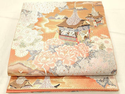平和屋着物◎六通柄袋帯　唐織　九百錦　祇園慶祥文　金糸　正絹　逸品　未使用　DABE3989qp