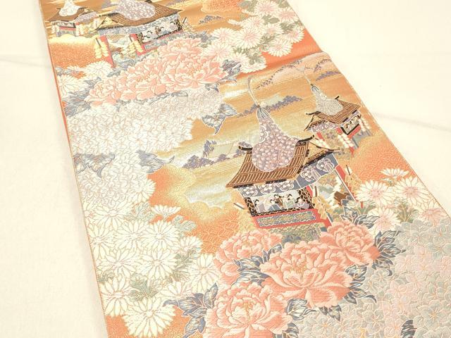 平和屋着物◎六通柄袋帯　唐織　九百錦　祇園慶祥文　金糸　正絹　逸品　未使用　DABE3989qp