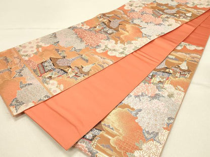 平和屋着物◎六通柄袋帯　唐織　九百錦　祇園慶祥文　金糸　正絹　逸品　未使用　DABE3989qp