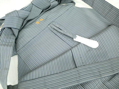 平和屋着物●男性　馬乗り袴　縞　正絹　逸品　DABE4005az