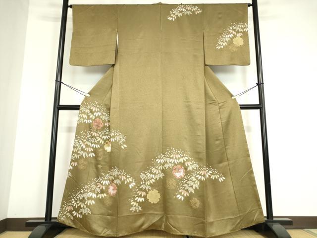 平和屋着物●訪問着　駒刺繍　絞り　雪輪花文　金彩　正絹　逸品　DABE4006az