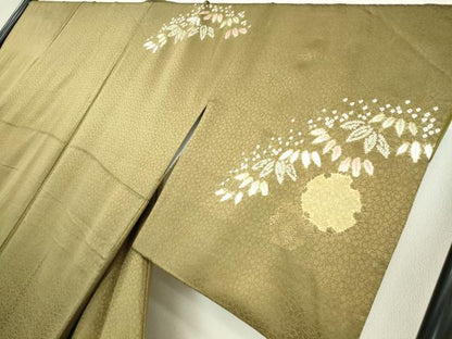 平和屋着物●訪問着　駒刺繍　絞り　雪輪花文　金彩　正絹　逸品　DABE4006az