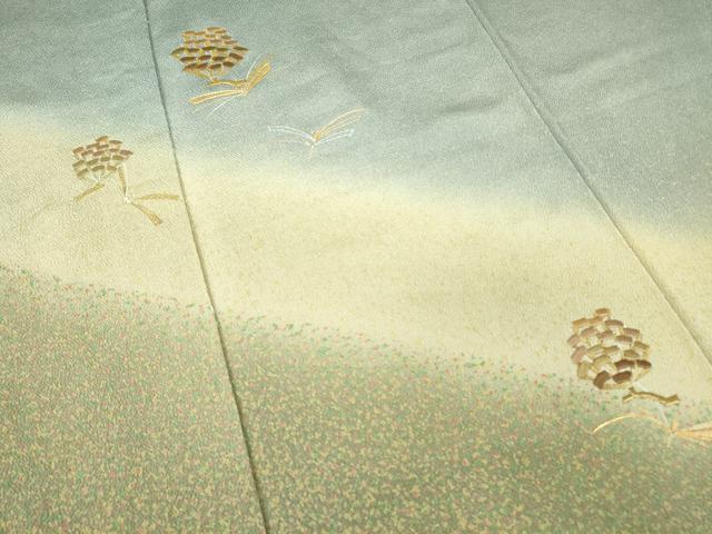平和屋着物●訪問着　刺繍　松ぼっくり　暈し染め　金彩　鬼しぼ縮緬　正絹　逸品　DABE4007az