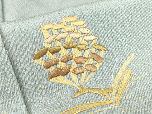 平和屋着物●訪問着　刺繍　松ぼっくり　暈し染め　金彩　鬼しぼ縮緬　正絹　逸品　DABE4007az