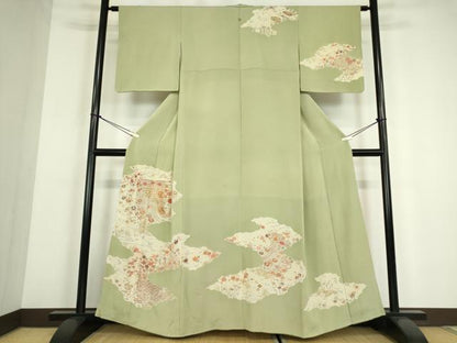 平和屋着物●訪問着　刺繍　几帳花文　金糸　正絹　逸品　DABE4008az