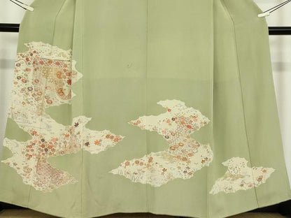 平和屋着物●訪問着　刺繍　几帳花文　金糸　正絹　逸品　DABE4008az