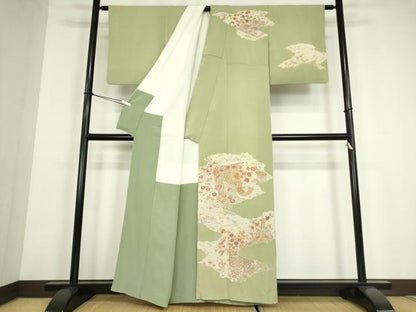 平和屋着物●訪問着　刺繍　几帳花文　金糸　正絹　逸品　DABE4008az