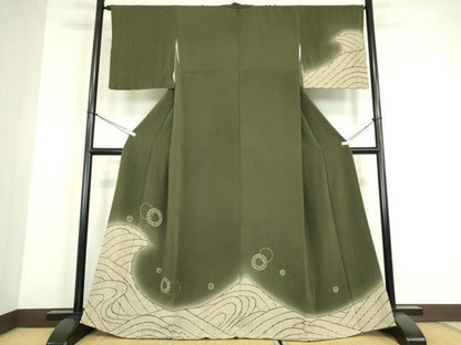 平和屋着物●訪問着　立波文　暈し染め　鬼しぼ縮緬　金彩　正絹　逸品　DABE4009az