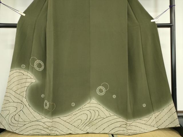 平和屋着物●訪問着　立波文　暈し染め　鬼しぼ縮緬　金彩　正絹　逸品　DABE4009az